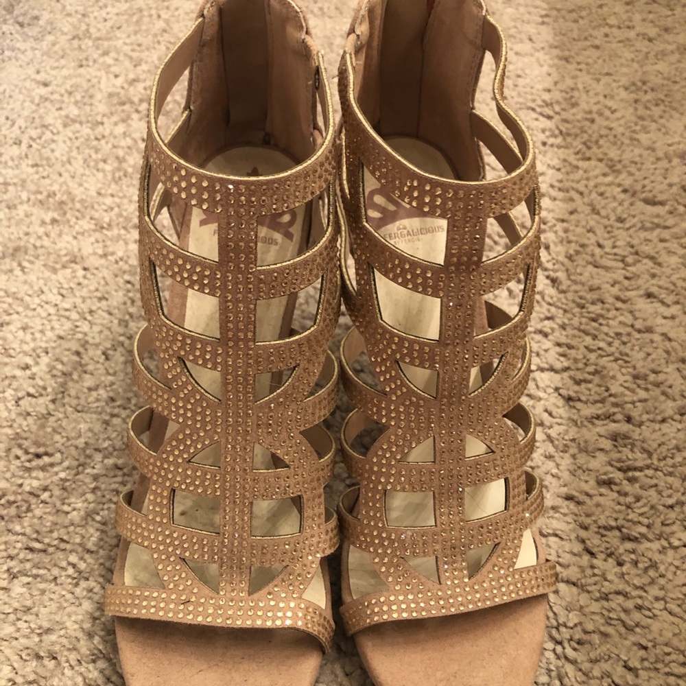 Fergalicious by Fergie pink rhinestone heels